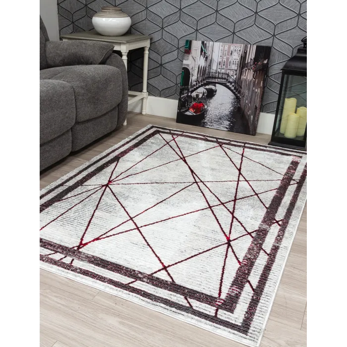 Glitz Art Deco Red Rug - Various Sizes | Murphy Furniture