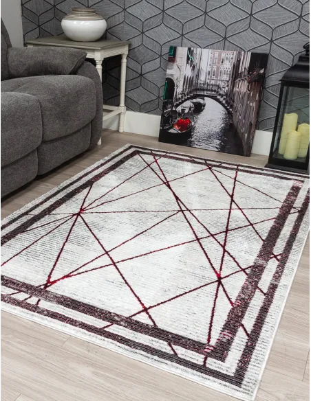 Glitz Art Deco Red Rug - Various Sizes | Murphy Furniture