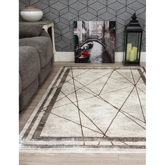 Glitz Art Deco Rug Beige - Various Sizes | Murphy Furniture