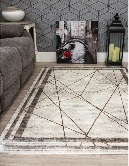 Glitz Art Deco Rug Beige - Various Sizes | Murphy Furniture