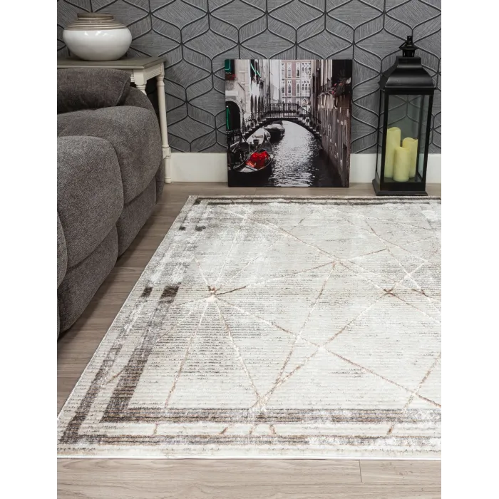 Glitz Art Deco Rug Beige - Various Sizes | Murphy Furniture