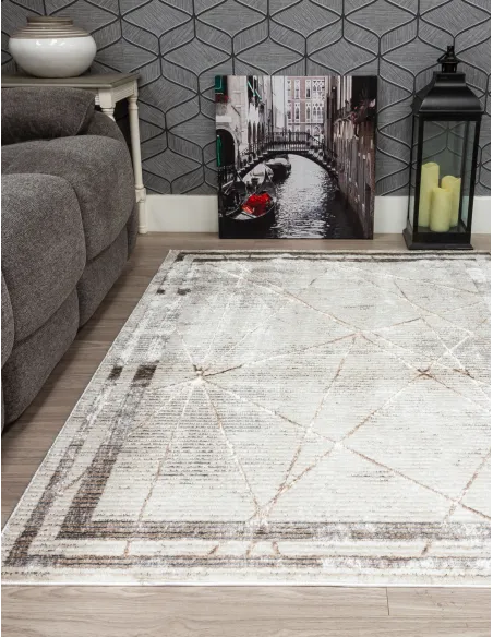 Glitz Art Deco Rug Beige - Various Sizes | Murphy Furniture