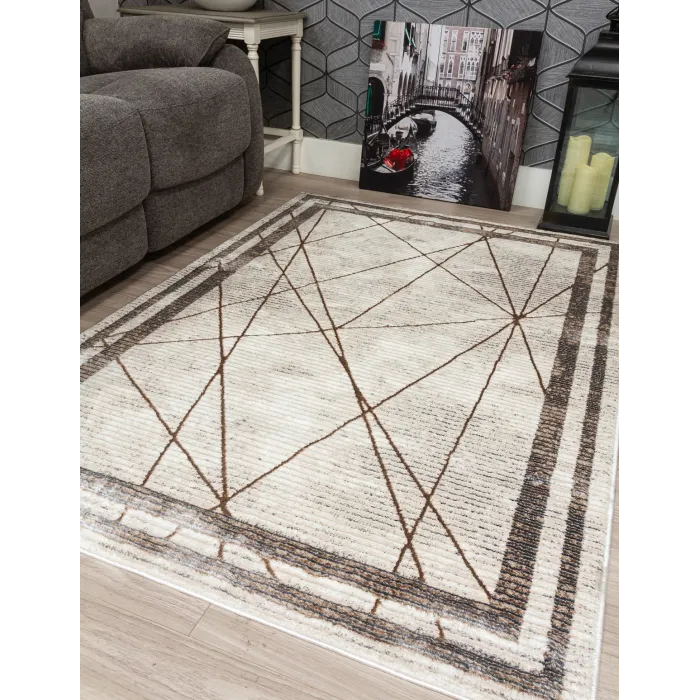 Glitz Art Deco Rug Beige - Various Sizes | Murphy Furniture
