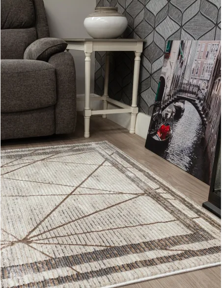 Glitz Art Deco Rug Beige - Various Sizes | Murphy Furniture