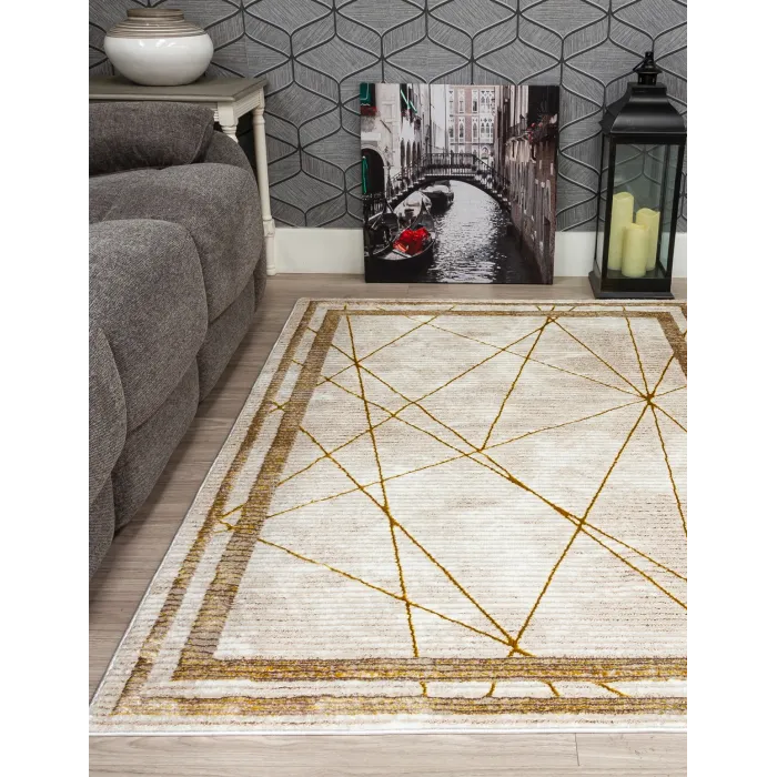 Glitz Art Deco Ochre Rug - Various Sizes | Murphy Furniture