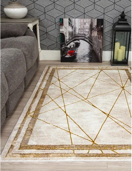 Glitz Art Deco Ochre Rug - Various Sizes | Murphy Furniture