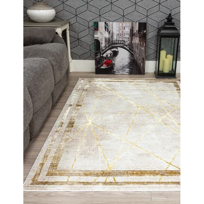 Glitz Art Deco Ochre Rug - Various Sizes | Murphy Furniture