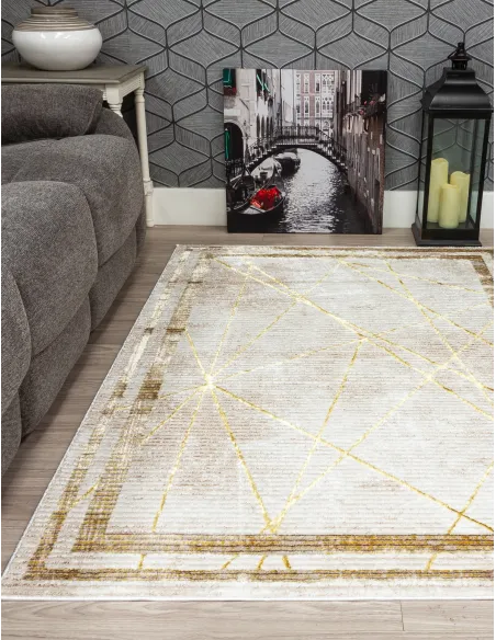 Glitz Art Deco Ochre Rug - Various Sizes | Murphy Furniture