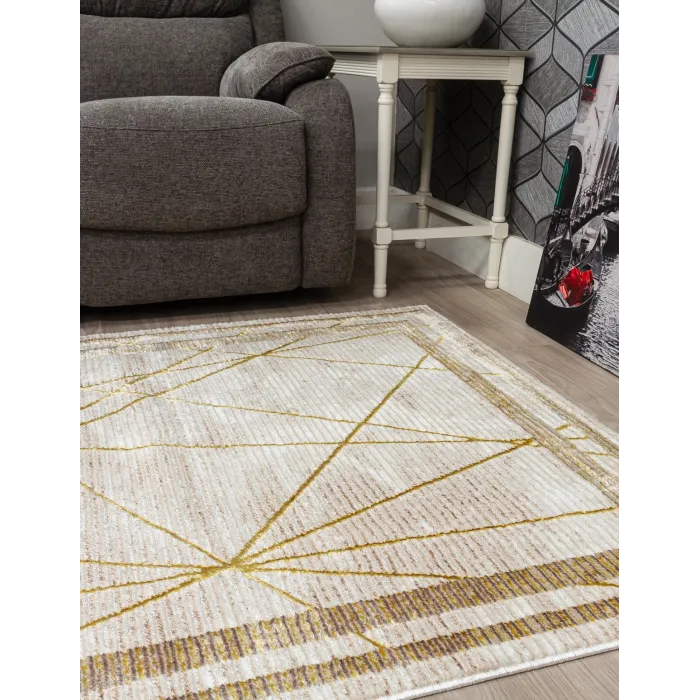Glitz Art Deco Ochre Rug - Various Sizes | Murphy Furniture