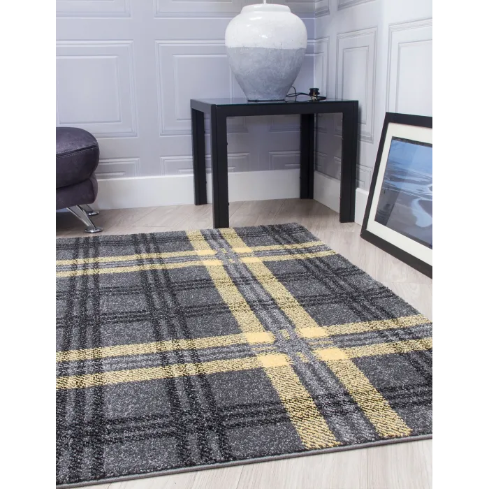 Glendale Grey/Yellow Rug - Various Sizes | Murphy Furniture