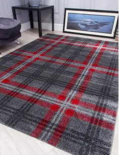 Glendale Grey/Red Rug - Various Sizes | Murphy Furniture
