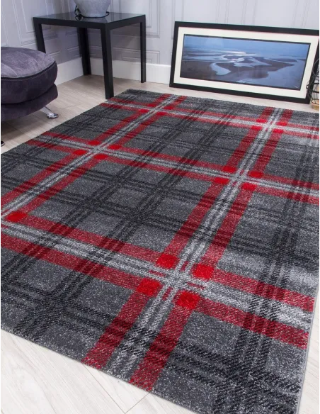Glendale Grey/Red Rug - Various Sizes | Murphy Furniture