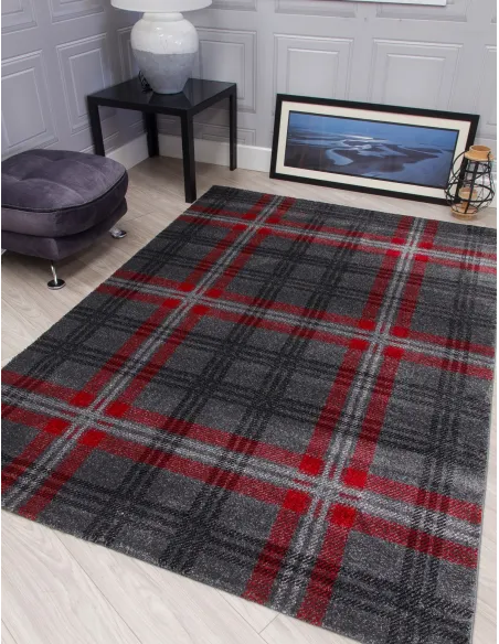 Glendale Grey/Red Rug - Various Sizes | Murphy Furniture