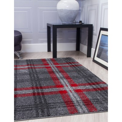 Glendale Grey/Red Rug - Various Sizes | Murphy Furniture