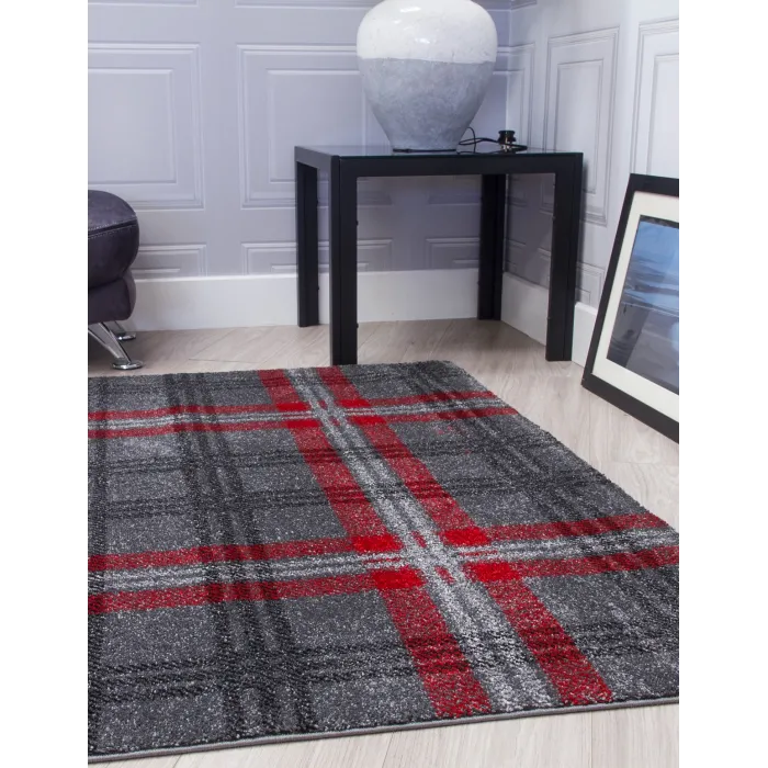 Glendale Grey/Red Rug - Various Sizes | Murphy Furniture