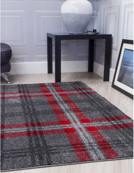 Glendale Grey/Red Rug - Various Sizes | Murphy Furniture