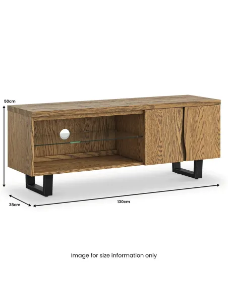 Isaac 1300mm Large TV Unit - Oak | Murphy Furniture