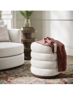 Haiden Upholstered Foot Stool - Dark Oak | Murphy Furniture