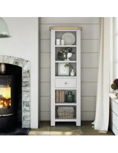 Marbury Slim Bookcase - Light Grey | Murphy Furniture