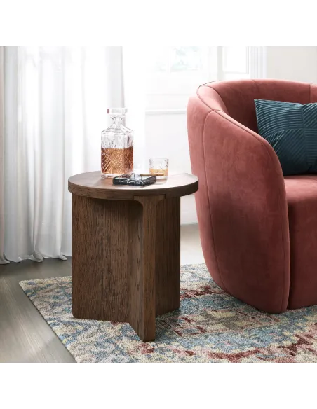 Haiden Round Side Table - Dark Oak | Murphy Furniture