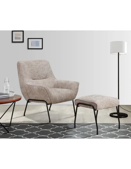 Lindo Chair + Stool - Oatmeal Fabric | Murphy Furniture