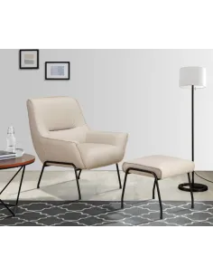 Lindo Chair + Stool - Cream Leather | Murphy Furniture
