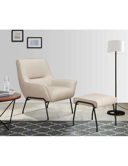 Lindo Chair + Stool - Cream Leather | Murphy Furniture