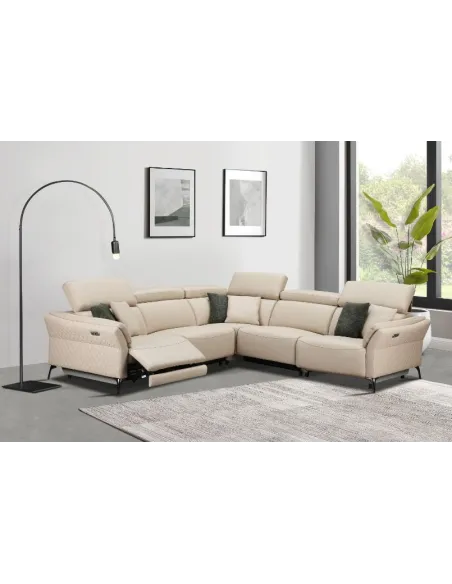 Milan Electric Corner Suite - Cream | Murphy Furniture