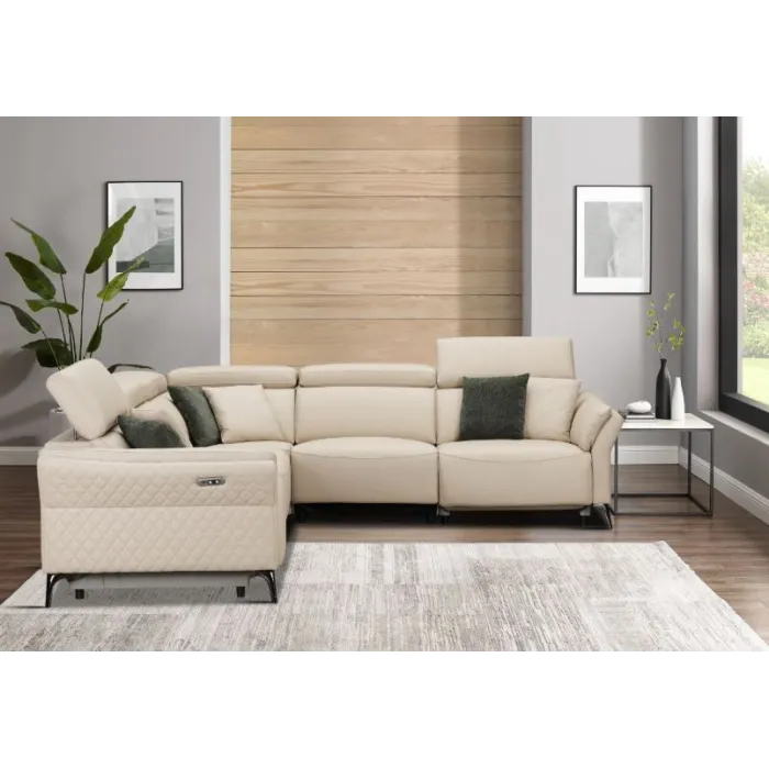 Milan Electric Corner Suite - Cream | Murphy Furniture
