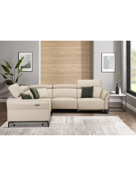 Milan Electric Corner Suite - Cream | Murphy Furniture