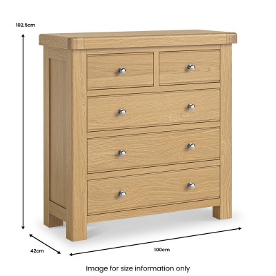 Gia 2+3 Drawer Chest - Oak | Murphy Furniture
