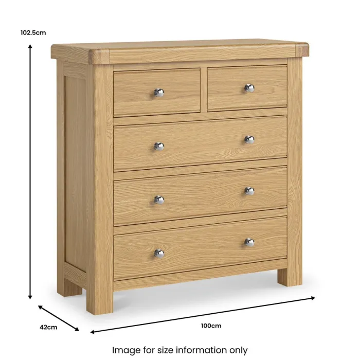 Gia 2+3 Drawer Chest - Oak | Murphy Furniture