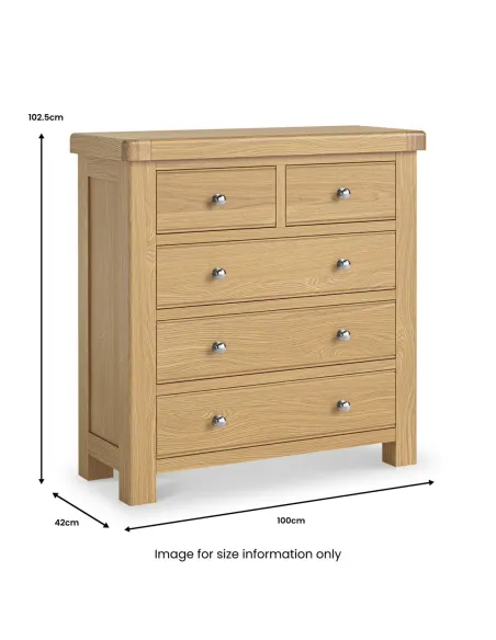 Gia 2+3 Drawer Chest - Oak | Murphy Furniture