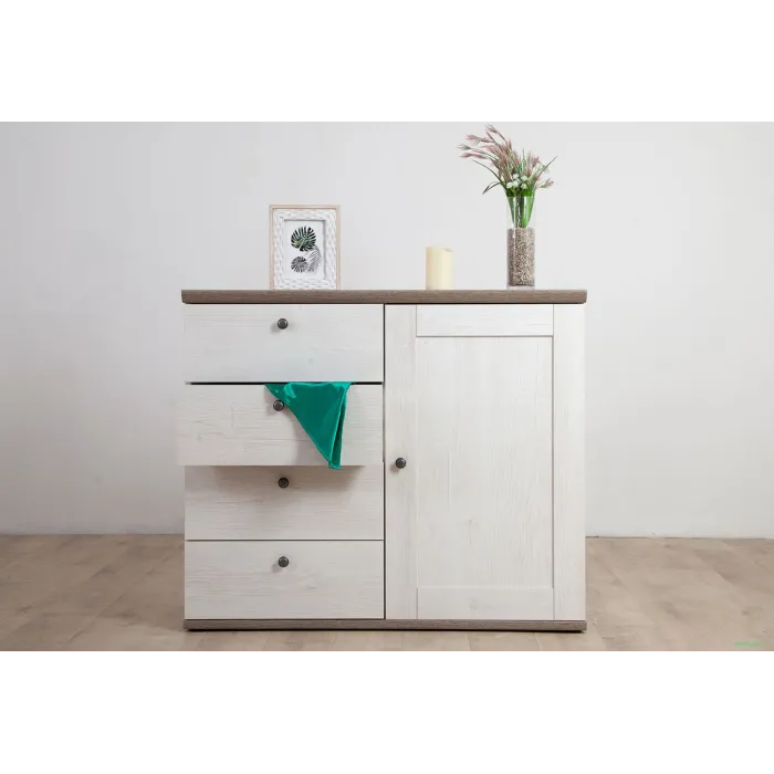 Capri 1 Door 4 Drawer Chest - Pine/Oak | Murphy Furniture