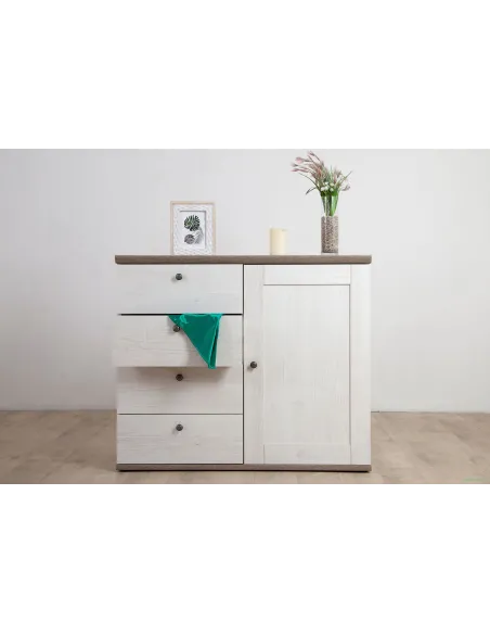 Capri 1 Door 4 Drawer Chest - Pine/Oak | Murphy Furniture