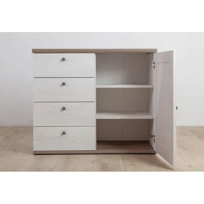 Capri 1 Door 4 Drawer Chest - Pine/Oak | Murphy Furniture