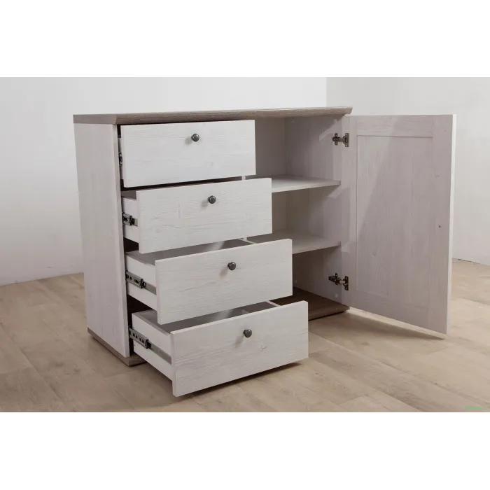 Capri 1 Door 4 Drawer Chest - Pine/Oak | Murphy Furniture