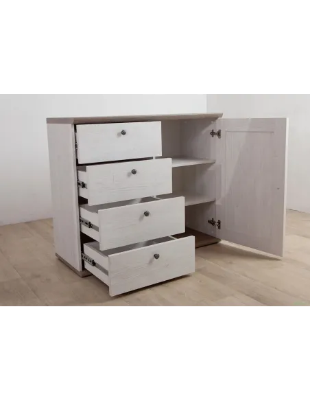 Capri 1 Door 4 Drawer Chest - Pine/Oak | Murphy Furniture