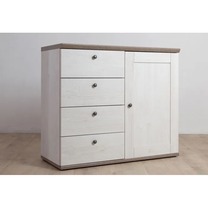 Capri 1 Door 4 Drawer Chest - Pine/Oak | Murphy Furniture