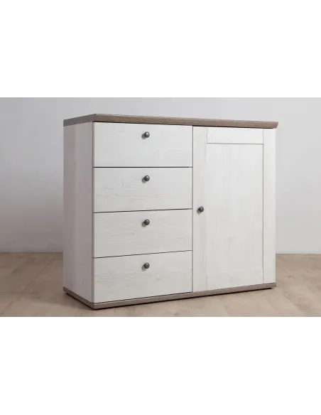 Capri 1 Door 4 Drawer Chest - Pine/Oak | Murphy Furniture