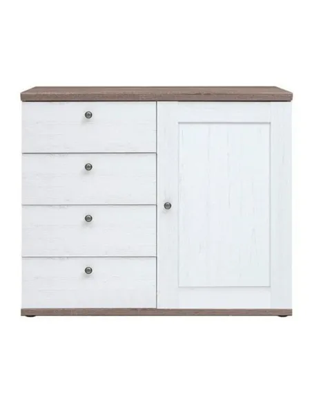 Capri 1 Door 4 Drawer Chest - Pine/Oak | Murphy Furniture