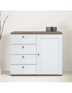 Capri 1 Door 4 Drawer Chest - Pine/Oak | Murphy Furniture