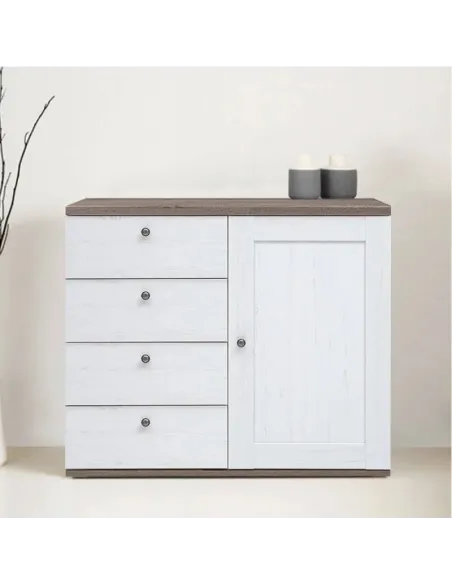 Capri 1 Door 4 Drawer Chest - Pine/Oak | Murphy Furniture