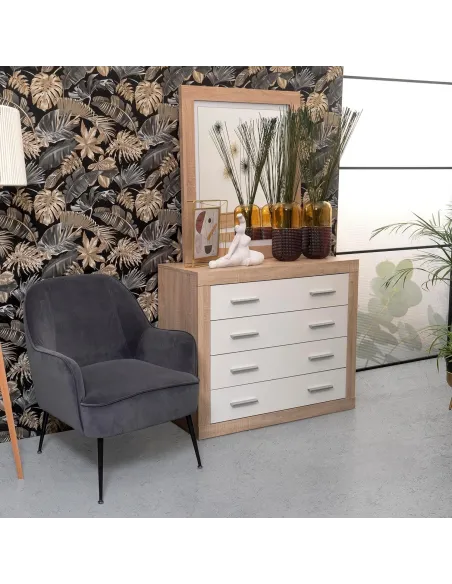 Camille 4 Drawer Chest - Sonoma Oak/White | Murphy Furniture