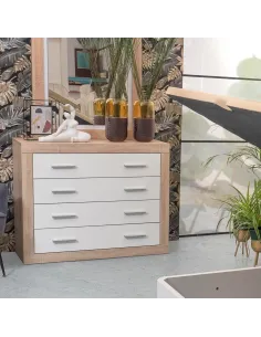 Camille 4 Drawer Chest - Sonoma Oak/White | Murphy Furniture