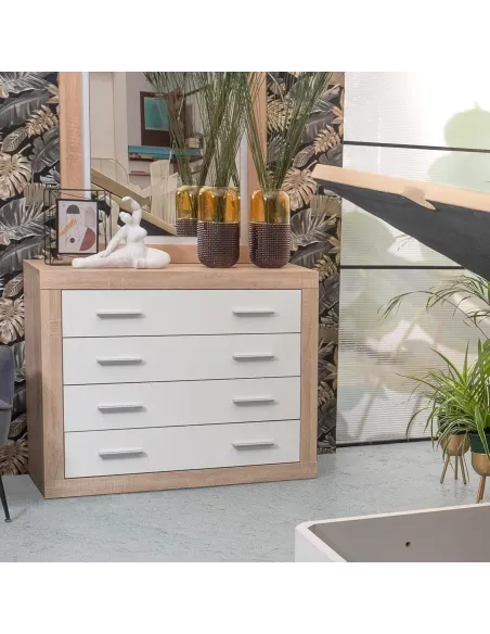 Camille 4 Drawer Chest - Sonoma Oak/White | Murphy Furniture