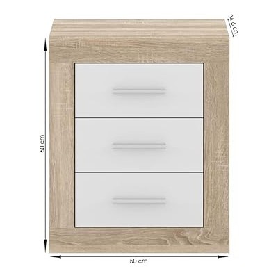 Camille Bedside Locker - Sonoma Oak/White | Murphy Furniture