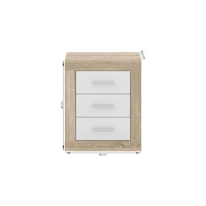 Camille Bedside Locker - Sonoma Oak/White | Murphy Furniture