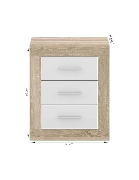 Camille Bedside Locker - Sonoma Oak/White | Murphy Furniture