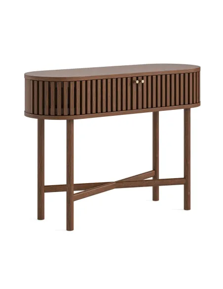 Boardwalk Oval Console Table - Brown Oak | Murphy Furniture